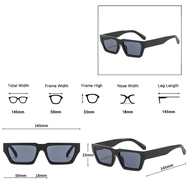 Óculos de Sol Unissex Retângulo Pequeno  UV400 - Store Sgt