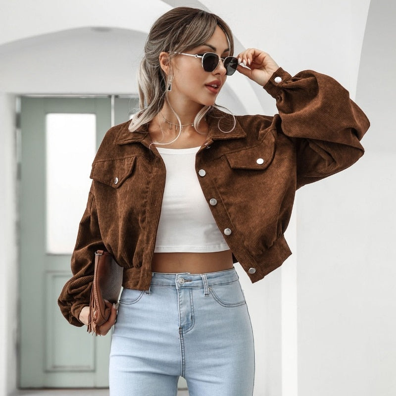 Jaqueta Bomber Cropped Veludado