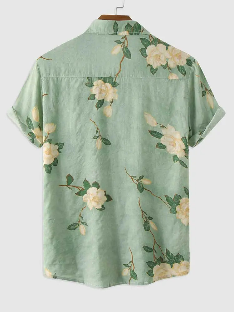 Camisa Masculina Floral Verde - Store Sgt