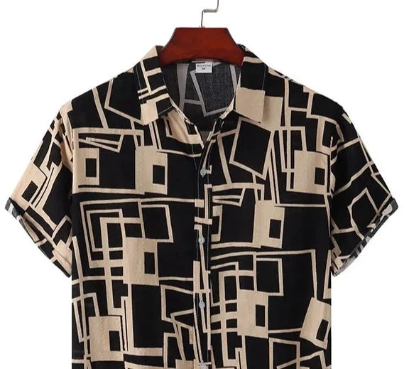 Camisa Masculina Geométrica Preta - Stoer Sgt