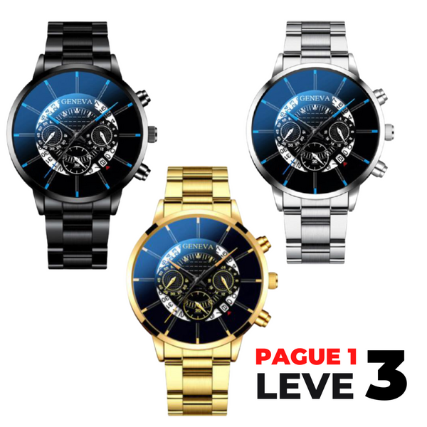 Relógio Geneva Clássico - PAGUE 1 E LEVE 3 - Store SGT