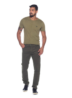 Calça Sarja Masculina Slim Fit - Verde Militar