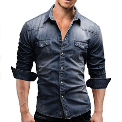 Camisas Jeans Masculinas Slim Fit - Store SGT