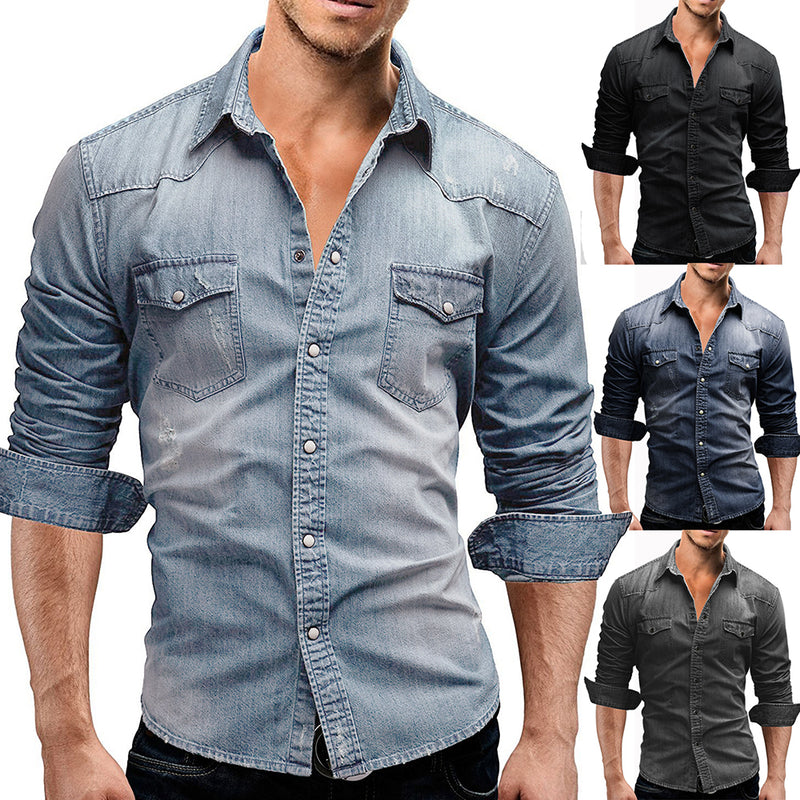 Camisas Jeans Masculinas Slim Fit - Store SGT