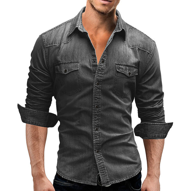 Camisas Jeans Masculinas Slim Fit - Store SGT