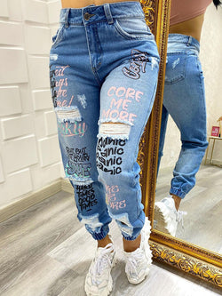 Calça Jeans Jogger Sawary Estampada - Store SGT